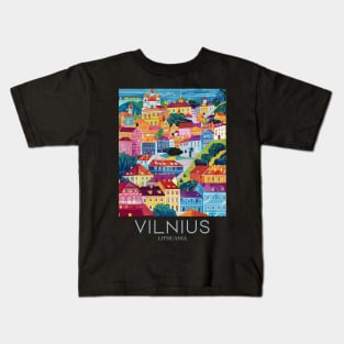 A Pop Art Travel Print of Vilnius - Lithuania Kids T-Shirt